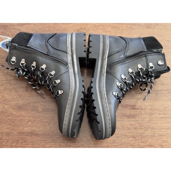 Women’s Size 8 Eric Michael Cynthia Ankle Boot Black Leather Lug Sole - Picture 5 of 9